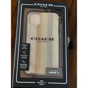 Genuine OEM Coach Protective Case for iPhone 11 6.1" Americana Glitter Silver